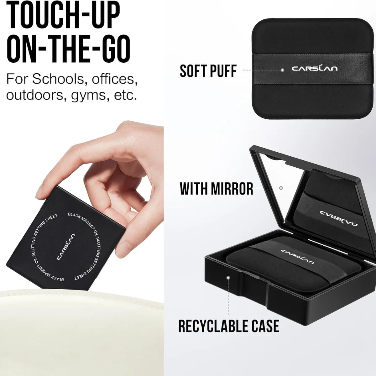 CARSLAN™ Black Magnet Oil Blotting Setting Sheets