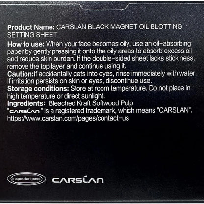 CARSLAN™ Black Magnet Oil Blotting Setting Sheets
